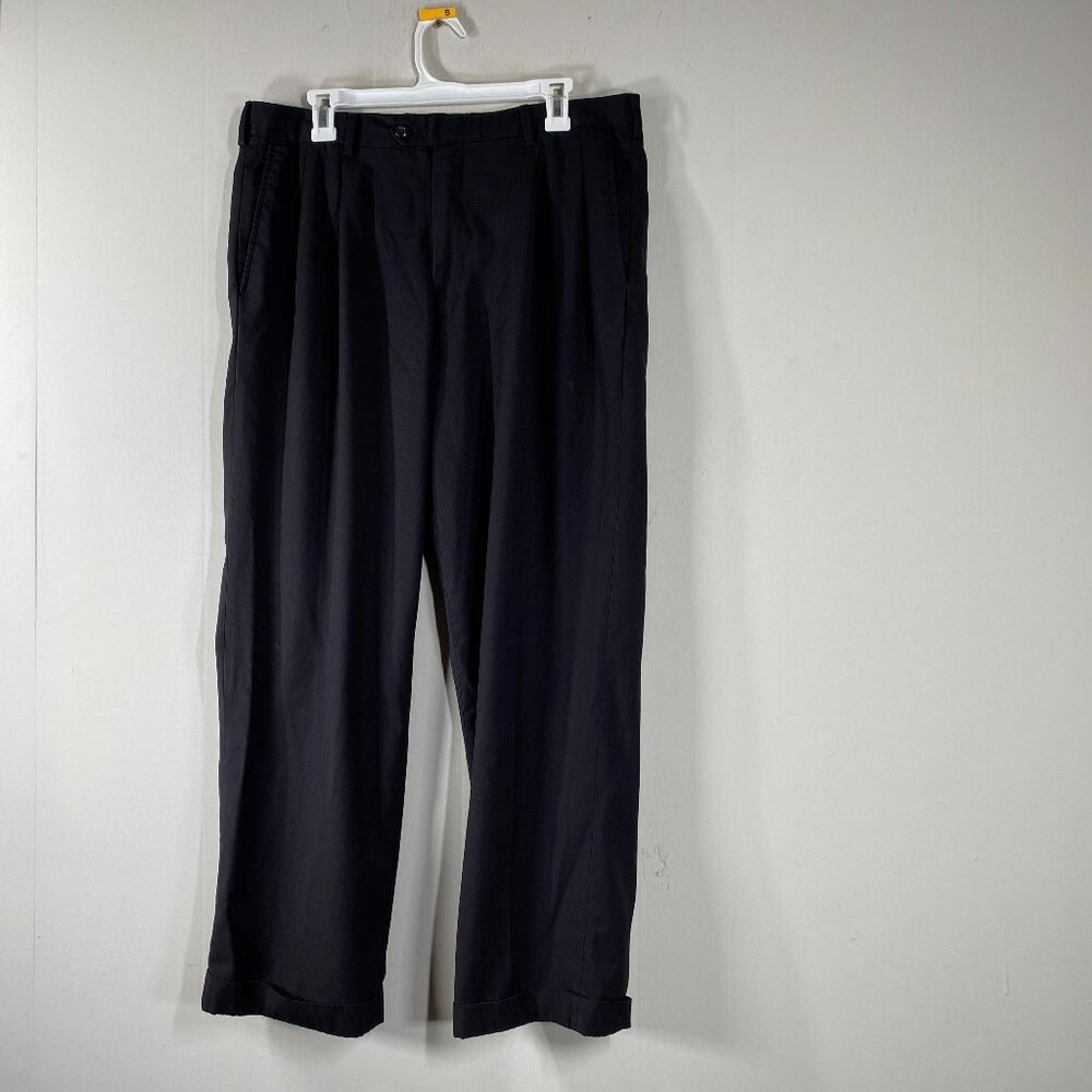 Perry Ellis America Pleated Dress Pants Men's 36 x 30 Mid Rise Black Office